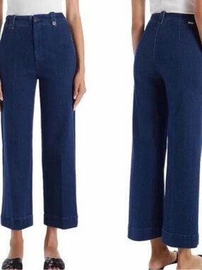 MOTHER Navy High-Rise Wide-Leg Jeans